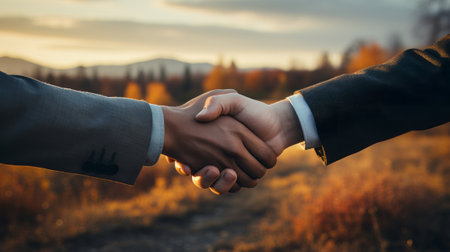Handshake between two businessmen. Generative AI.の素材
