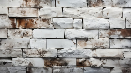 White brick texture close-up. Generative AI.の素材