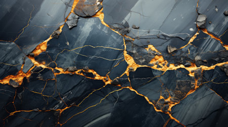 Texture of black golden marble. Generative AI.の素材