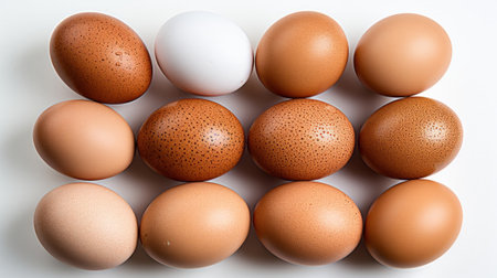 Eggs on a white background close-up. Generative AI.の素材