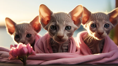 Sphinx kittens. Generative AI.の素材