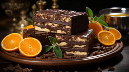 Jeju mandarin orange chocolate Chocolate filled. Generative AI.の素材