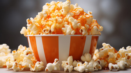 Popcorn in white bright background. Generative AI.の素材