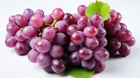 A bunch of grapes on a white background. Generative AI.の素材