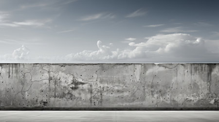 Black and white photo of a concrete wall. Generative AI.の素材