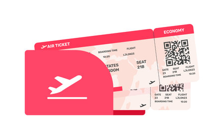 Boarding pass tickets. Airplane tickets. Fly and travel. Booking service.のイラスト素材