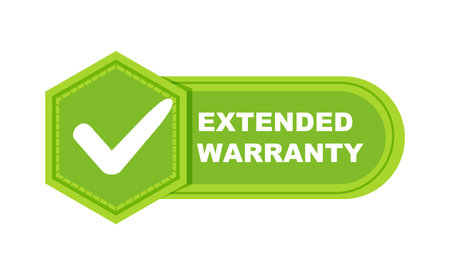 Extended warranty Badge with a check mark. Label or sticker.のイラスト素材