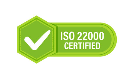 ISO 22000 Quality Management Certification Badge. Vector illustrationのイラスト素材