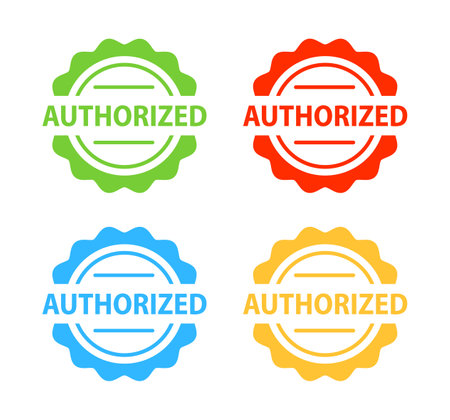 Authorized Dealer, Colorful label on white backgroundのイラスト素材