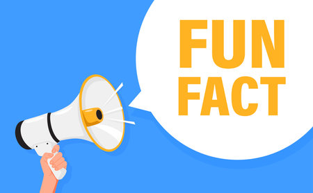 Fun fact. Hand hold megaphone speaker for announce. Attention please. Shouting people, advertisement speech symbolのイラスト素材