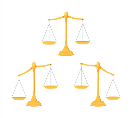 Scales icon set. Bowls of scales in balance. Libra Weightsのイラスト素材