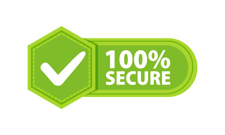 100 Secure grunge Badge with a check mark. Label or stickerのイラスト素材