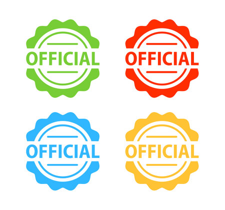 Official stickers, Colorful label on white backgroundのイラスト素材