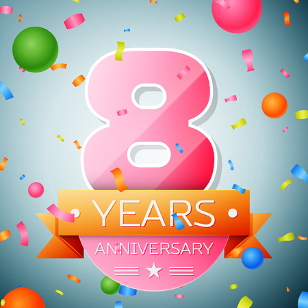 Eight years anniversary celebration background. Anniversary ribbonのイラスト素材