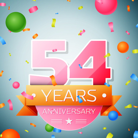 Fifty four years anniversary celebration background. Anniversary ribbonのイラスト素材