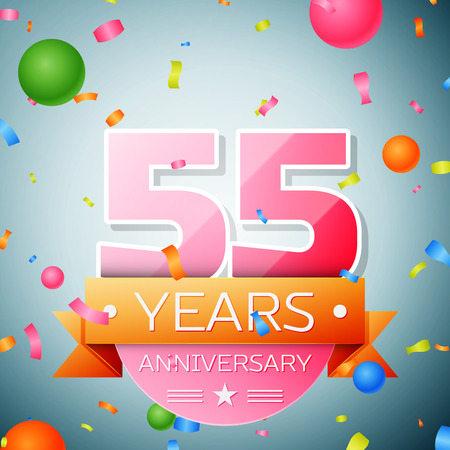 Fifty five years anniversary celebration background. Anniversary ribbonのイラスト素材