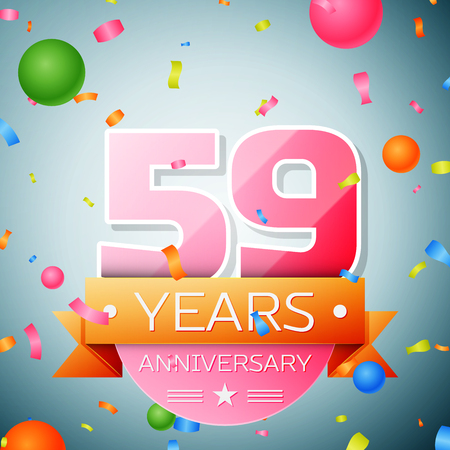 Fifty nine years anniversary celebration background. Anniversary ribbonのイラスト素材