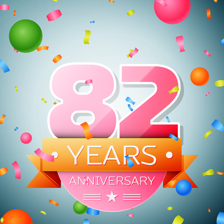Eighty two years anniversary celebration background. Anniversary ribbonのイラスト素材