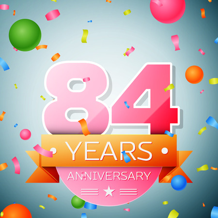 Eighty four years anniversary celebration background. Anniversary ribbonのイラスト素材