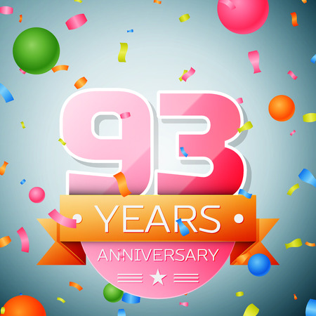 Ninety three years anniversary celebration background. Anniversary ribbonのイラスト素材