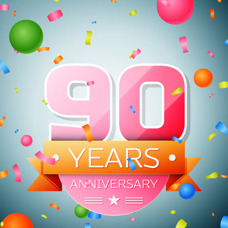 Ninety years anniversary celebration background. Anniversary ribbonのイラスト素材