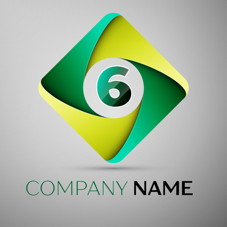 Six number colorful logo in the rhombus. Vector template for your designのイラスト素材