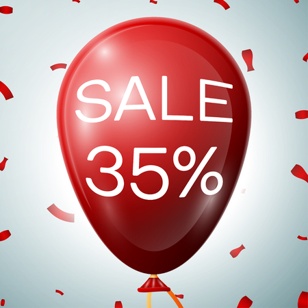 Red Baloon with 35 percent discounts. SALE concept for shops store market, web and other commerce. Vector illustration.のイラスト素材