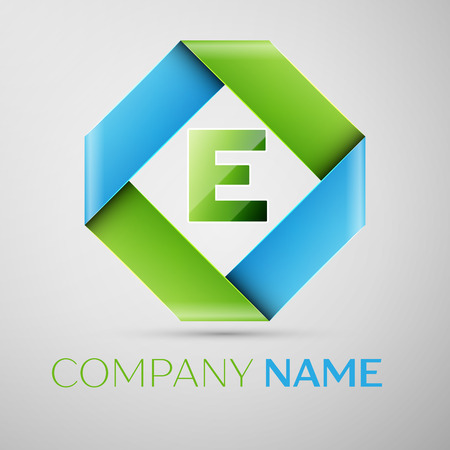 Letter E symbol in the colorful rhombus. template for your designのイラスト素材