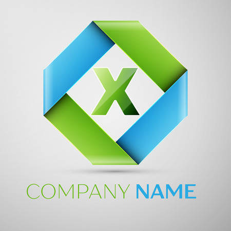 Letter X symbol in the colorful rhombus. template for your designのイラスト素材