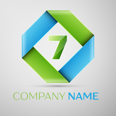 Number seven  symbol in the colorful rhombus. template for your designのイラスト素材