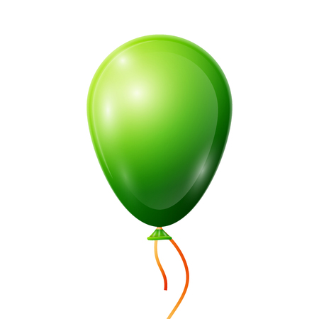 Realistic green balloon with ribbon isolated on white background. illustration of shiny colorful glossy balloonのイラスト素材