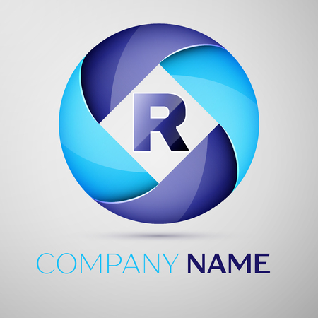 R letter colorful in the circle. template for your designのイラスト素材