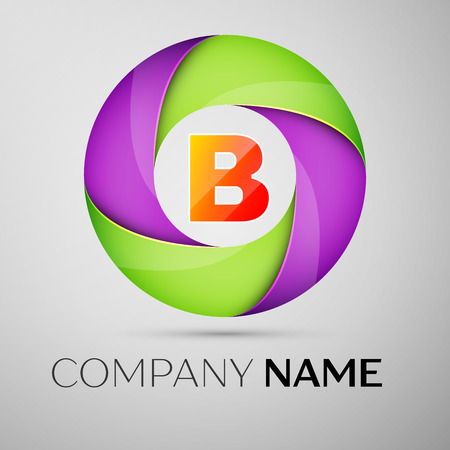 Letter B vector logo symbol in the colorful circle. Vector template for your designのイラスト素材