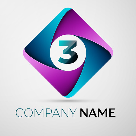 Number three vector logo symbol in the colorful rhombus. Vector template for your designのイラスト素材