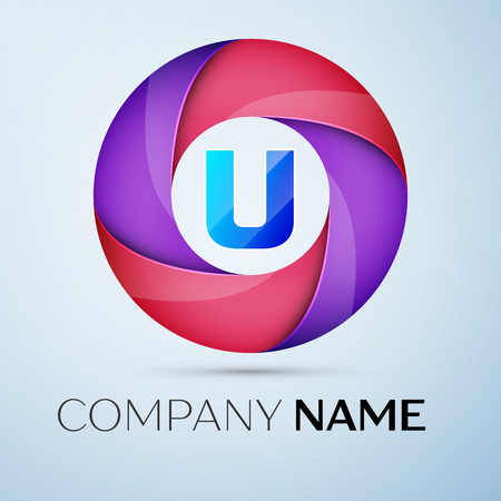 Letter U vector logo symbol in the colorful circle. Vector template for your designのイラスト素材