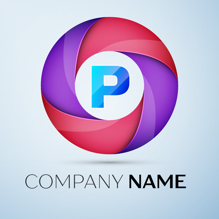 Letter P vector logo symbol in the colorful circle. Vector template for your designのイラスト素材