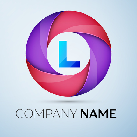 Letter L vector logo symbol in the colorful circle. Vector template for your designのイラスト素材