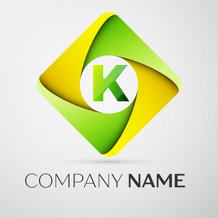Letter K symbol in the colorful rhombus.のイラスト素材