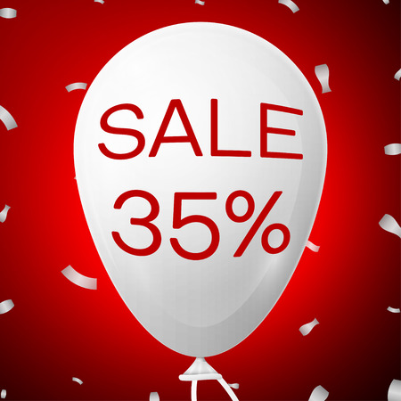White Balloon with text Sale 35 percent Discounts. SALE concept for shops store market, web and other commerce.のイラスト素材