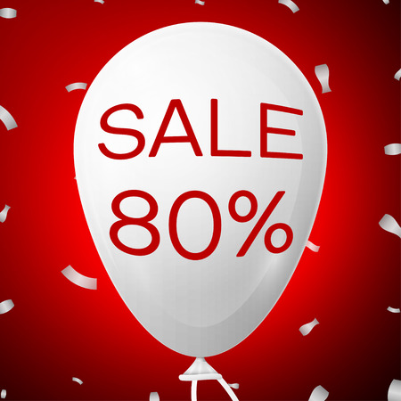 White Baloon with text Sale 80 percent Discounts. SALE concept for shops store market, web and other commerce.のイラスト素材