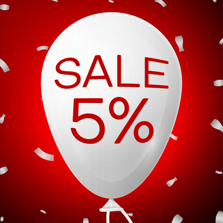 White Baloon with text Sale 5 percent Discounts. SALE concept for shops store market, web and other commerce.のイラスト素材