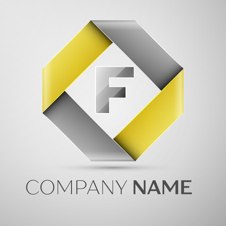 Letter F vector logo symbol in the colorful rhombus. Vector template for your designのイラスト素材