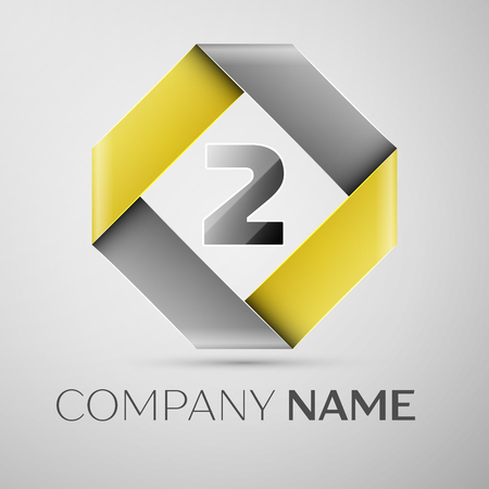 Number two vector logo symbol in the colorful rhombus. Vector template for your designのイラスト素材