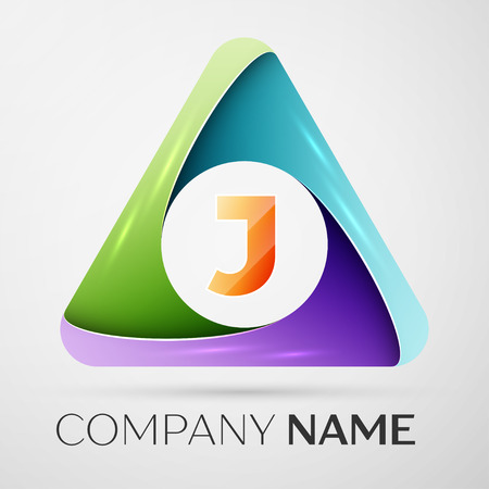 Letter J vector logo symbol in the colorful triangle. Vector template for your designのイラスト素材
