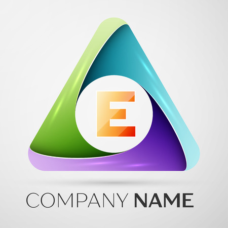Letter E vector logo symbol in the colorful triangle. Vector template for your designのイラスト素材