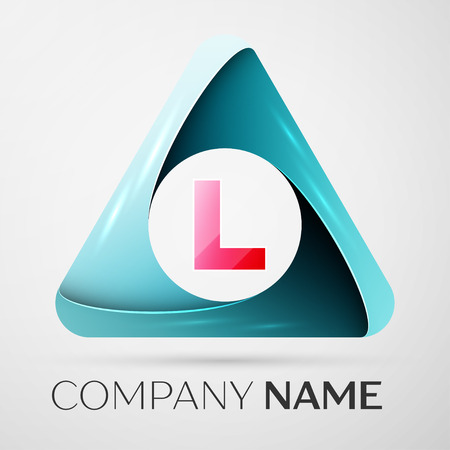 Letter L vector logo symbol in the colorful triangle on grey background. Vector template for your designのイラスト素材