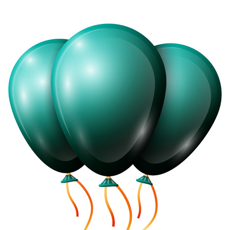 Realistic jade balloons with ribbon isolated on white background. Vector illustration of shiny colorful glossy balloonsのイラスト素材