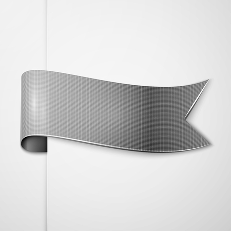 Realistic shiny grey ribbon isolated on white background. With space for text. Vector illustrationのイラスト素材