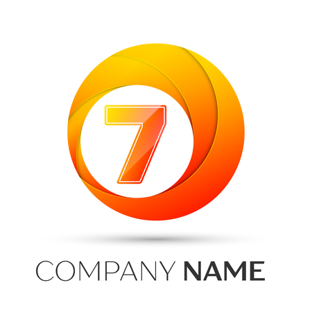 Number seven vector logo symbol in the colorful circle on grey background. Vector template for your designのイラスト素材
