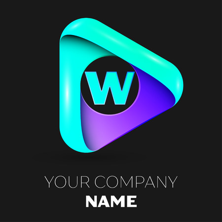 Letter W vector logo symbol in the colorful triangle on black background. Vector template for your designのイラスト素材